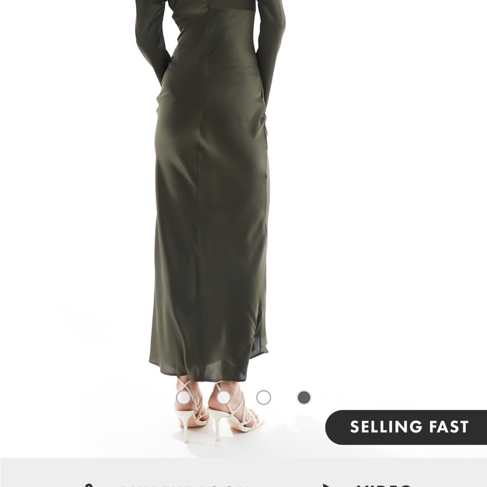 ASOS DESIGN ruched bust detail satin maxi dress in green - Picture 3 of 4